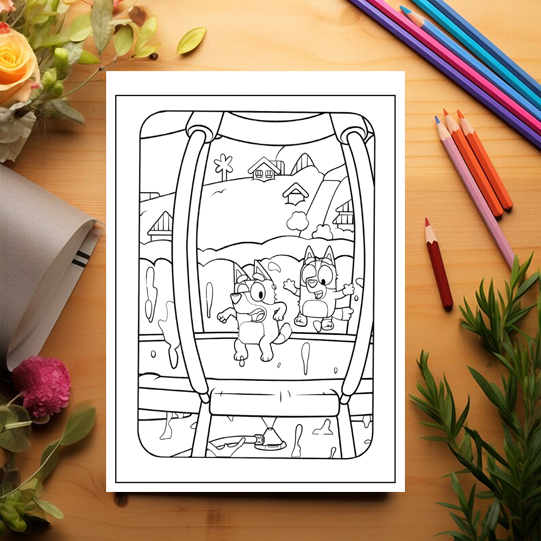 Carte de colorat pentru copii, 50 de ilustratii Bluey - Volumul II, 106 pagini [3]