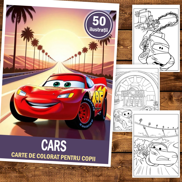 Carte de colorat pentru copii , 50 de ilustratii Cars, 106 pagini [2]