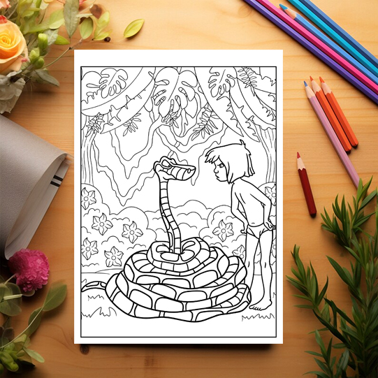 Carte de colorat pentru copii , 50 de ilustratii Cartea Junglei, 106 pagini [3]