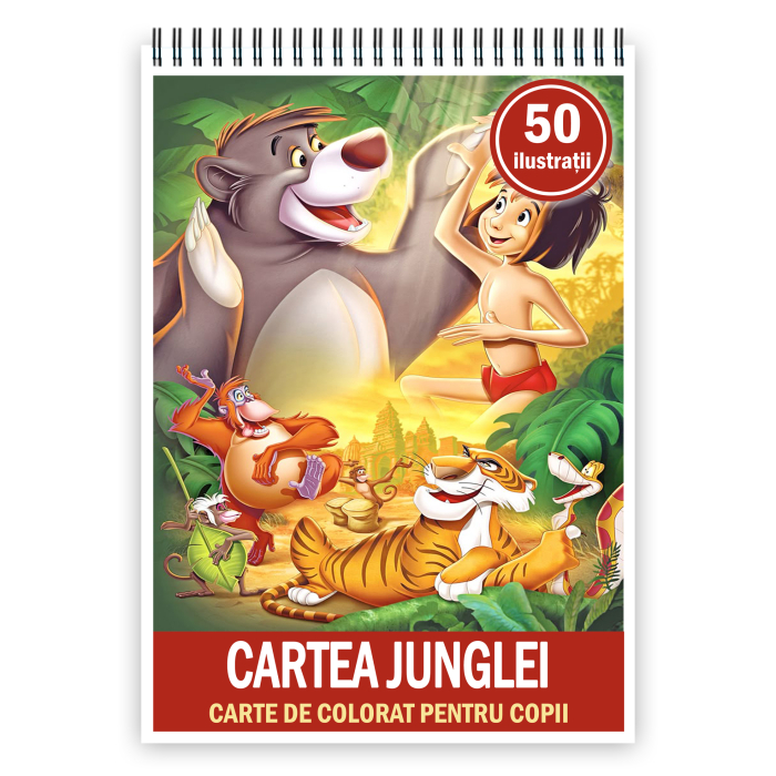Carte de colorat pentru copii , 50 de ilustratii Cartea Junglei, 106 pagini [1]
