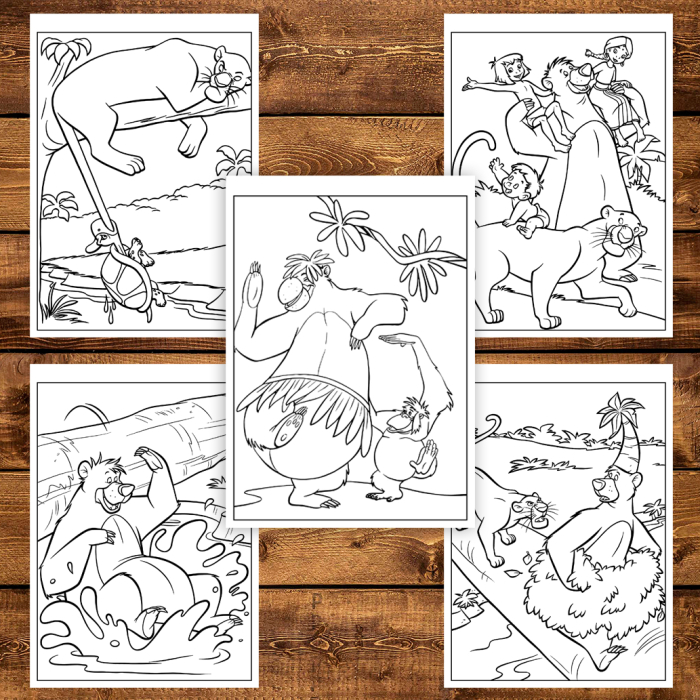 Carte de colorat pentru copii , 50 de ilustratii Cartea Junglei, 106 pagini [4]