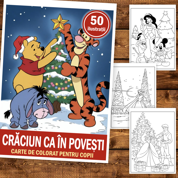 Carte de colorat pentru copii , 50 de ilustratii Craciun ca in Povesti, 106 pagini [2]