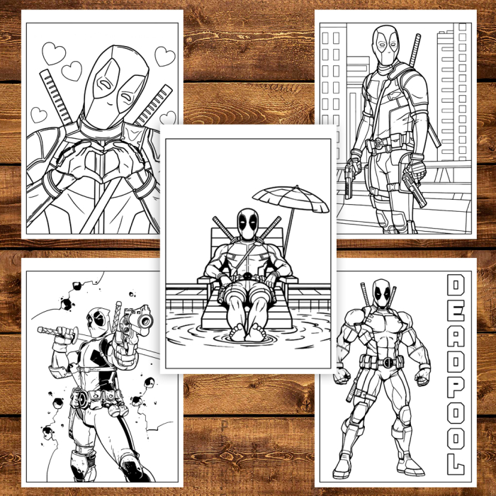 Carte de colorat pentru copii , 50 de ilustratii Deadpool, 106 pagini [4]