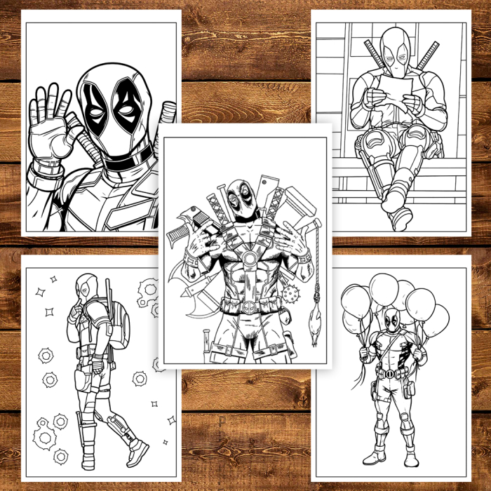 Carte de colorat pentru copii , 50 de ilustratii Deadpool, 106 pagini [5]