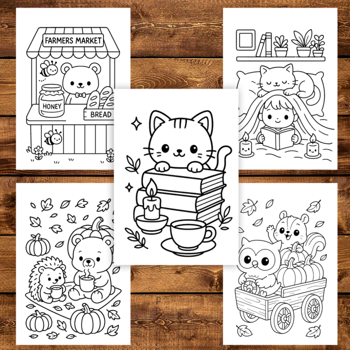 Carte de colorat pentru copii , 50 de ilustratii Farmecul Toamnei, 106 pagini [4]