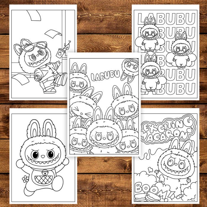 Carte de colorat pentru copii , 50 de ilustratii Labubu - Volumul I, 106 pagini [4]