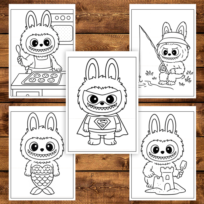 Carte de colorat pentru copii , 50 de ilustratii Labubu - Volumul II, 106 pagini [4]