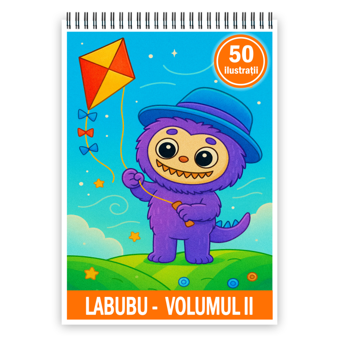 Carte de colorat pentru copii , 50 de ilustratii Labubu - Volumul II, 106 pagini [1]