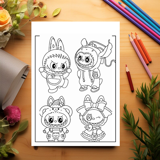 Carte de colorat pentru copii , 50 de ilustratii Labubu - Volumul IV, 106 pagini [3]