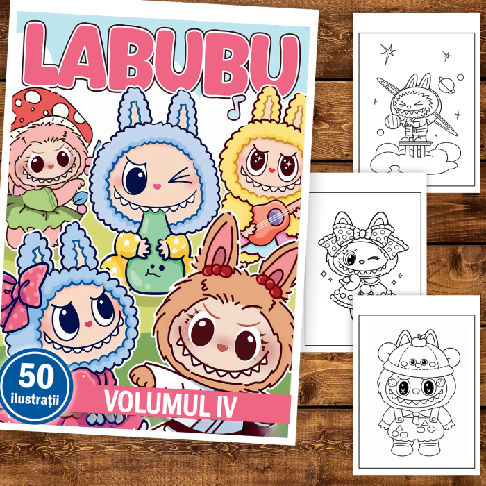 Carte de colorat pentru copii , 50 de ilustratii Labubu - Volumul IV, 106 pagini [2]