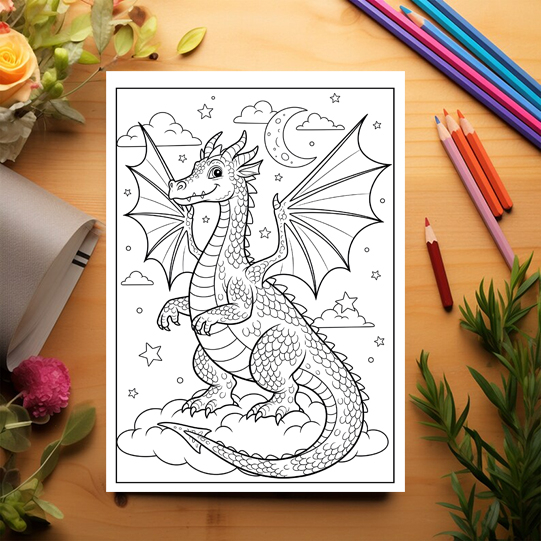 Carte de colorat pentru copii , 50 de ilustratii Lumea Dragonilor, 106 pagini [3]