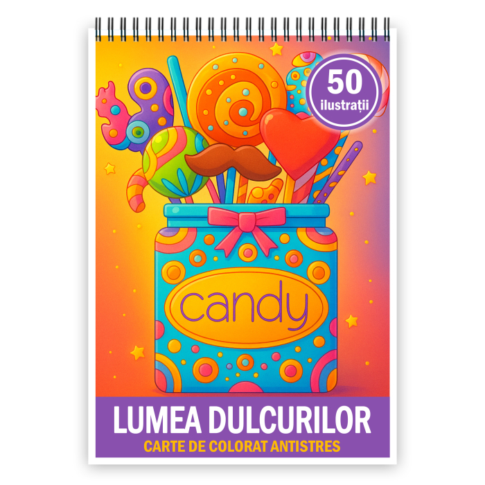 Carte de colorat pentru copii, 50 de ilustratii Lumea Dulcurilor, 106 pagini [1]