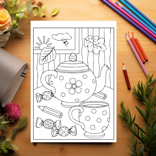 Carte de colorat pentru copii, 50 de ilustratii Lumea Dulcurilor, 106 pagini [3]