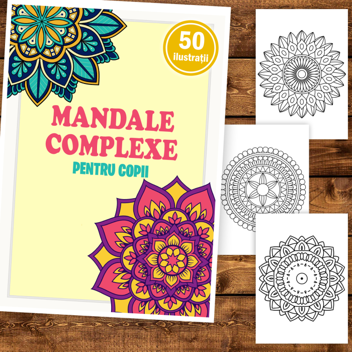 Carte de colorat pentru copii , 50 de ilustratii Mandale Complexe, 106 pagini [2]