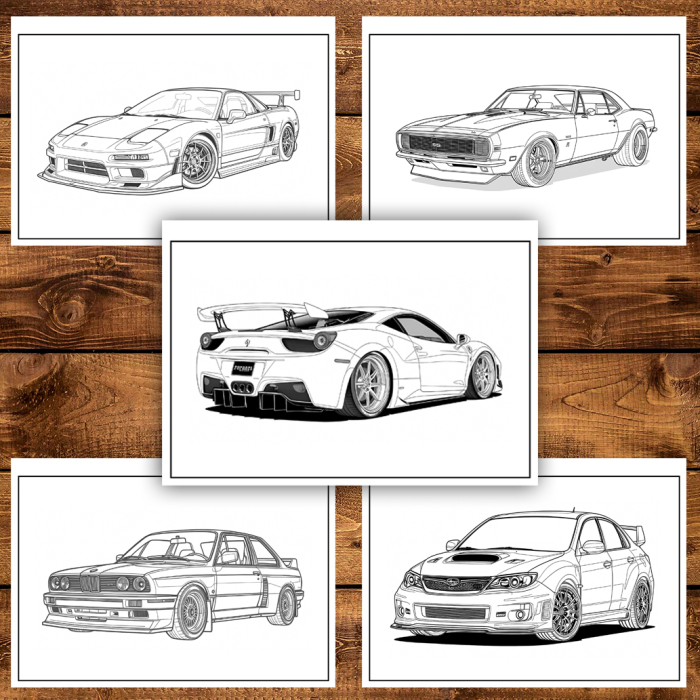 Carte de colorat pentru copii , 50 de ilustratii Masini Tunate - Volumul II, 106 pagini [3]