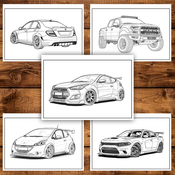 Carte de colorat pentru copii , 50 de ilustratii Masini Tunate - Volumul III, 106 pagini [4]