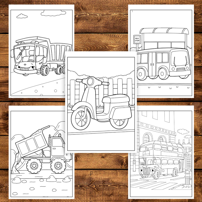 Carte de colorat pentru copii, 50 de ilustratii Masinute - Volumul II, 106 pagini [4]