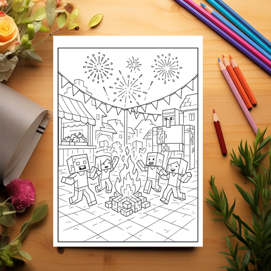 Carte de colorat pentru copii, 50 de ilustratii Minecraft - Volumul II, 106 pagini [3]