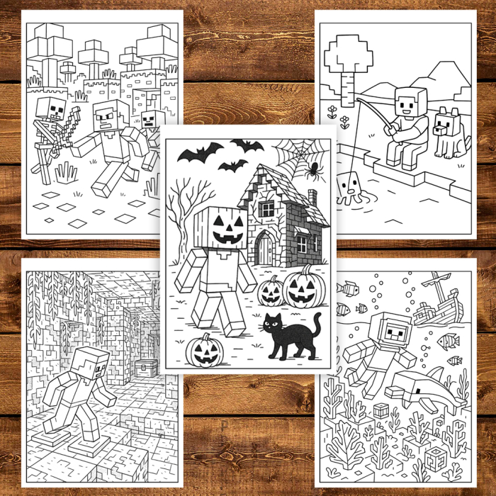 Carte de colorat pentru copii, 50 de ilustratii Minecraft - Volumul II, 106 pagini [4]