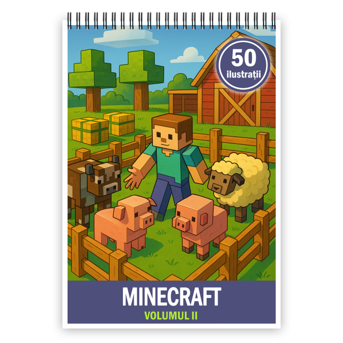 Carte de colorat pentru copii, 50 de ilustratii Minecraft - Volumul II, 106 pagini [1]