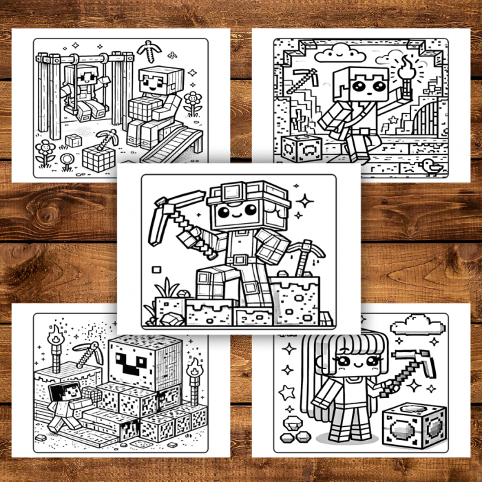 Carte de colorat pentru copii, 50 de ilustratii Minecraft - Volumul III, 106 pagini [3]