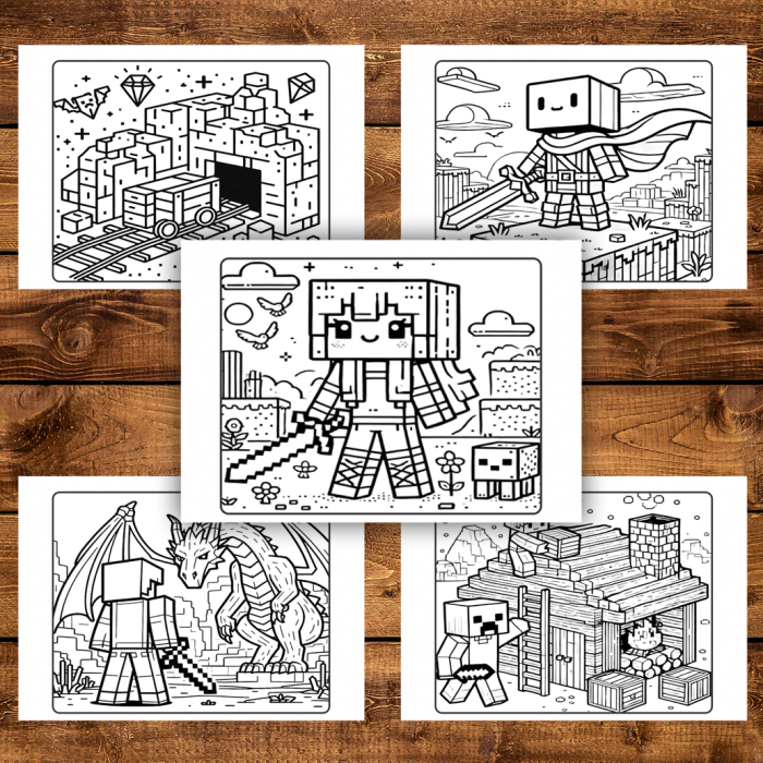 Carte de colorat pentru copii, 50 de ilustratii Minecraft - Volumul III, 106 pagini [4]