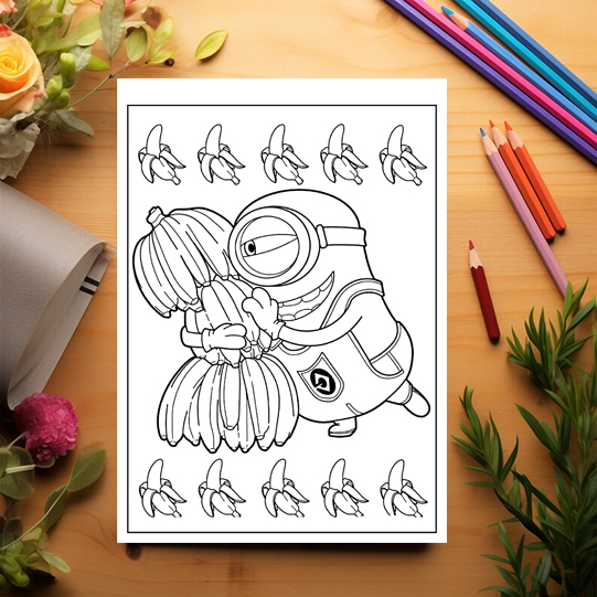 Carte de colorat pentru copii , 50 de ilustratii Minionii, 106 pagini [5]