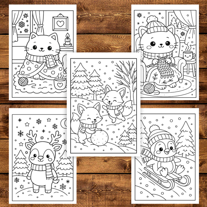 Carte de colorat pentru copii , 50 de ilustratii Noaptea de Craciun - Volumul I, 106 pagini [4]