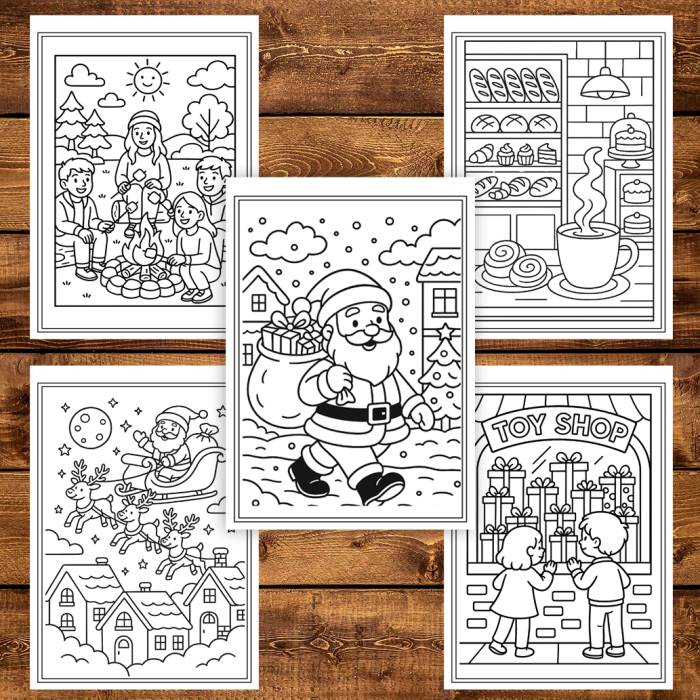 Carte de colorat pentru copii , 50 de ilustratii Noaptea de Craciun - Volumul Ii, 106 pagini [4]