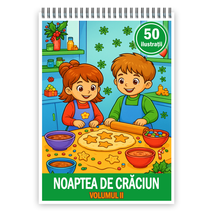 Carte de colorat pentru copii , 50 de ilustratii Noaptea de Craciun - Volumul Ii, 106 pagini [1]