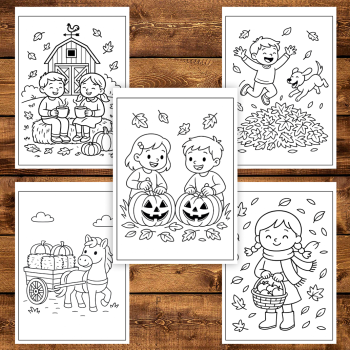 Carte de colorat pentru copii , 50 de ilustratii O Toamna Linistita 106 pagini [4]