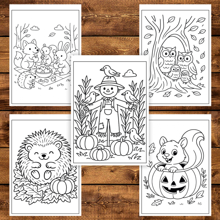 Carte de colorat pentru copii , 50 de ilustratii O Toamna Linistita 106 pagini [5]