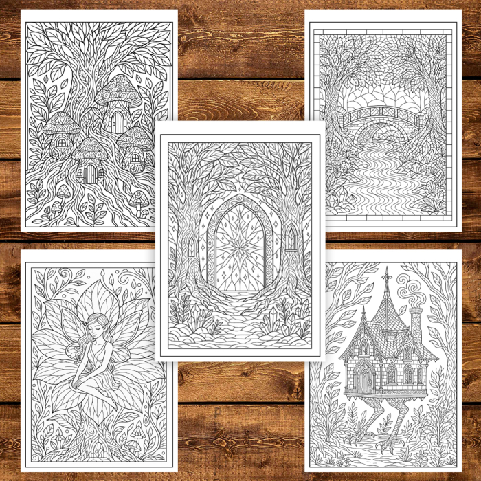 Carte de colorat pentru copii , 50 de ilustratii Padurea Fermecata, 106 pagini [5]