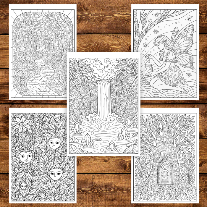 Carte de colorat pentru copii , 50 de ilustratii Padurea Fermecata, 106 pagini [4]