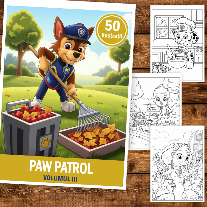 Carte de colorat pentru copii, 50 de ilustratii Patrula Catelusilor - Volumul III, 106 pagini [2]