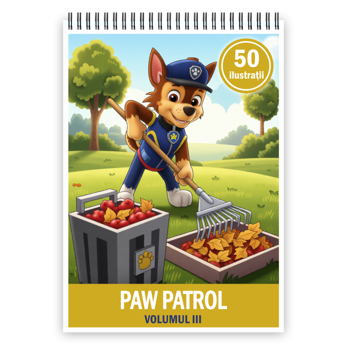 Carte de colorat pentru copii, 50 de ilustratii Patrula Catelusilor - Volumul III, 106 pagini [1]