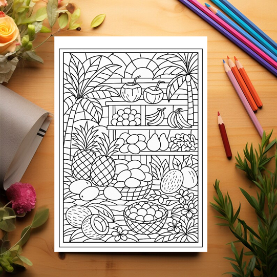 Carte de colorat pentru copii , 50 de ilustratii Peisaje Exotice, 106 pagini [3]