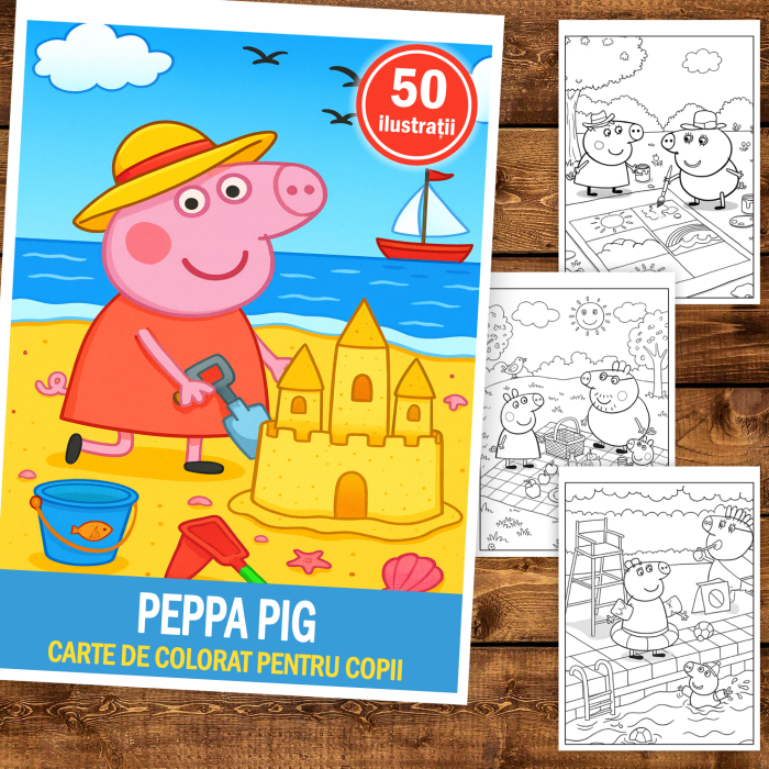 Carte de colorat pentru copii , 50 de ilustratii Peppa Pig, 106 pagini [2]