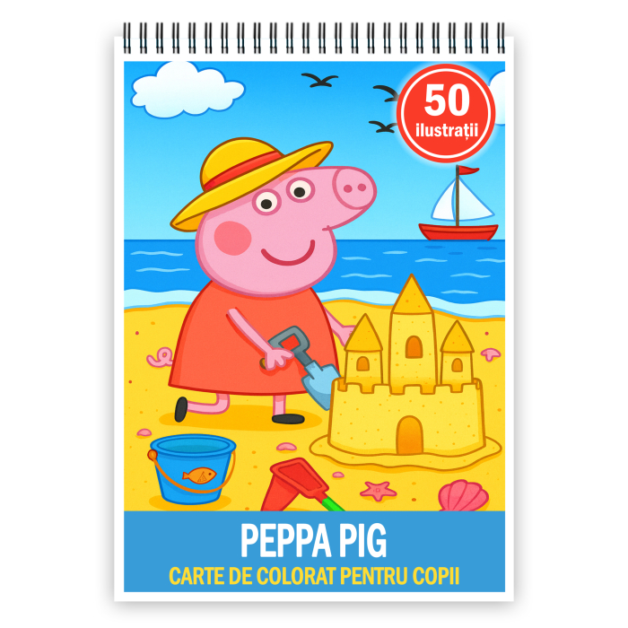 Carte de colorat pentru copii , 50 de ilustratii Peppa Pig, 106 pagini [1]