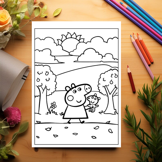 Carte de colorat pentru copii, 50 de ilustratii Peppa Pig - Volumul II, 106 pagini [3]