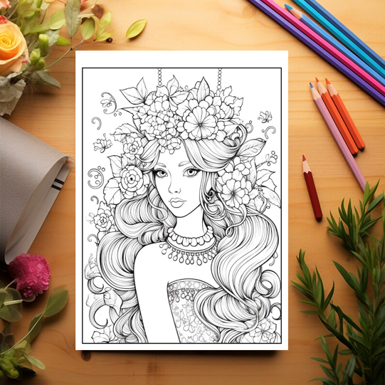 Carte de colorat pentru copii , 50 de ilustratii Portrete cu Printese, 106 pagini [3]