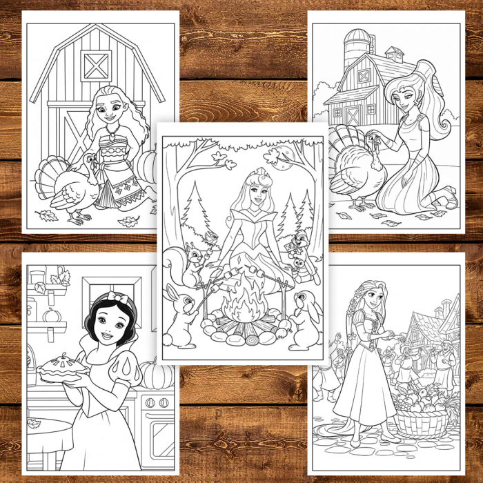 Carte de colorat pentru copii, 50 de ilustratii Printese din Desene - Volumul V, 106 pagini [4]