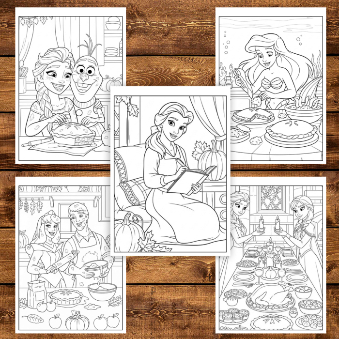 Carte de colorat pentru copii, 50 de ilustratii Printese din Desene - Volumul V, 106 pagini [5]