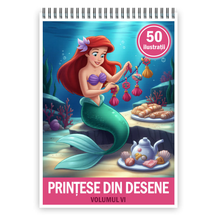 Carte de colorat pentru copii, 50 de ilustratii Printese din Desene - Volumul VI, 106 pagini [1]