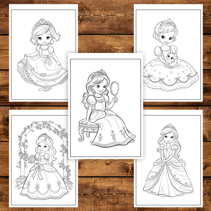 Carte de colorat pentru copii , 50 de ilustratii Printese Dragute - Volumul I, 106 pagini [4]