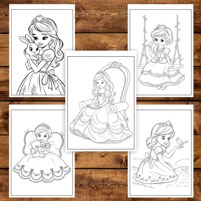 Carte de colorat pentru copii , 50 de ilustratii Printese Dragute - Volumul II, 106 pagini [5]