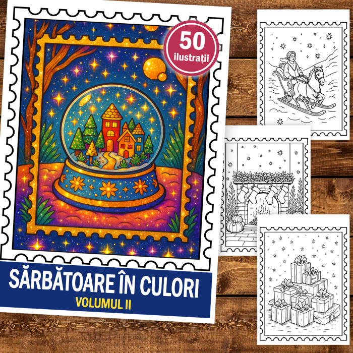 Carte de colorat pentru copii , 50 de ilustratii Sarbatoare in Culori - Volumul II, 106 pagini [2]