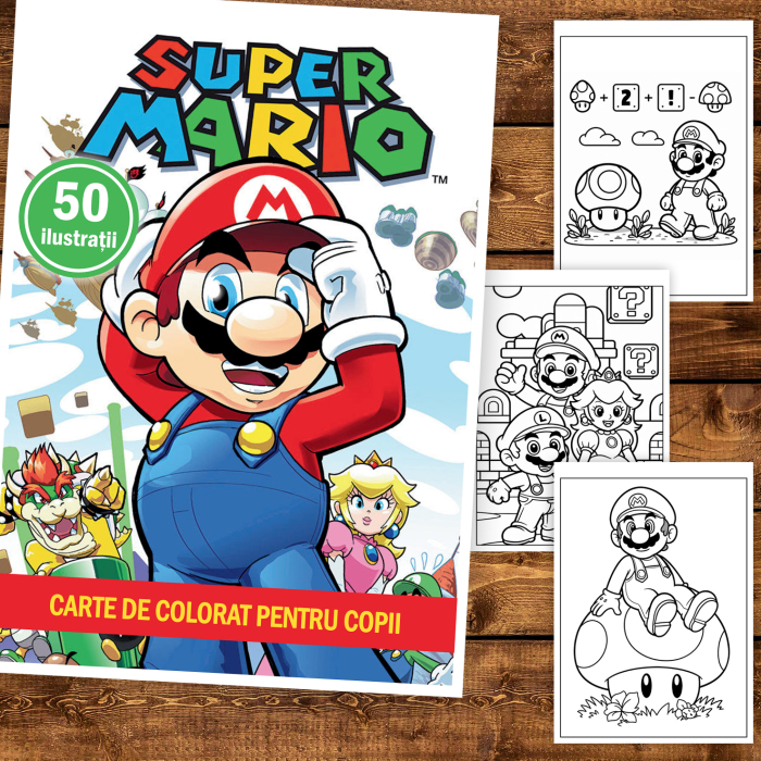 Carte de colorat pentru copii , 50 de ilustratii Super Mario, 106 pagini [2]