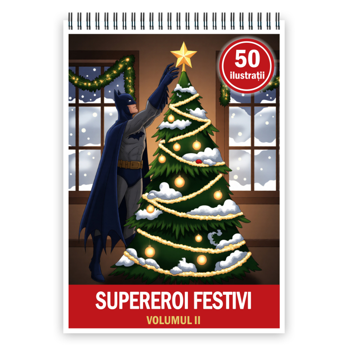 Carte de colorat pentru copii, 50 de ilustratii Supereroi Festivi - Volumul II, 106 pagini [1]