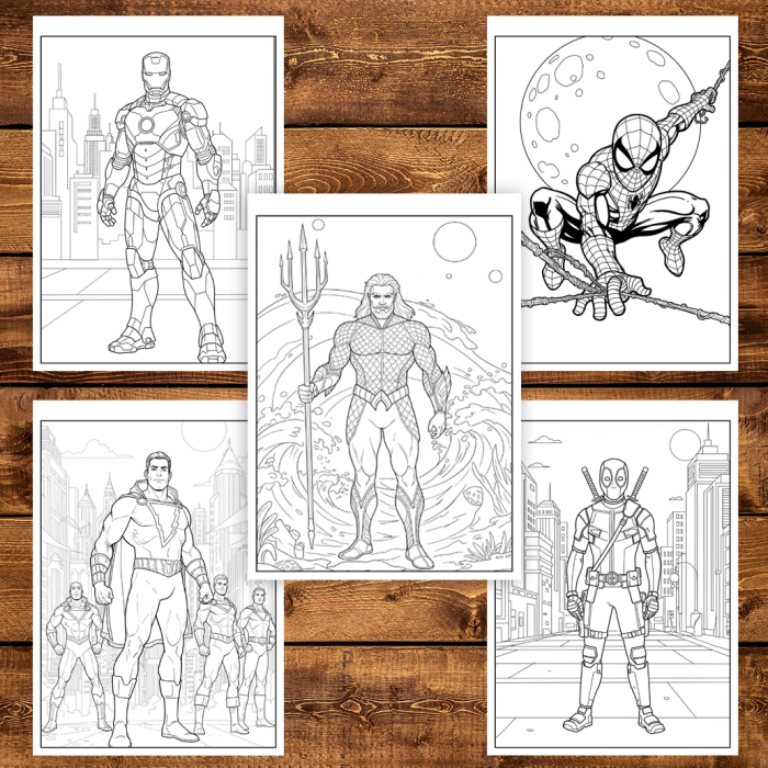 Carte de colorat pentru copii , 50 de ilustratii Supereroi - Volumul II, 106 pagini [4]